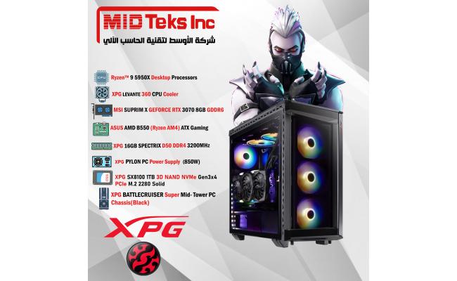Gaming Desktop (MID-36),AMD Ryzen™ 9,DDR4 /32GB ,SSD 1TB  ,RTX 3070,TUF MB B550,XPG CORE REACTOR (850W),XPG BATTLECRUISER Chassis(BLACK)